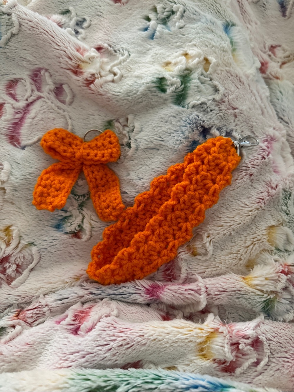 Handmade Orange Crochet Keychain Set